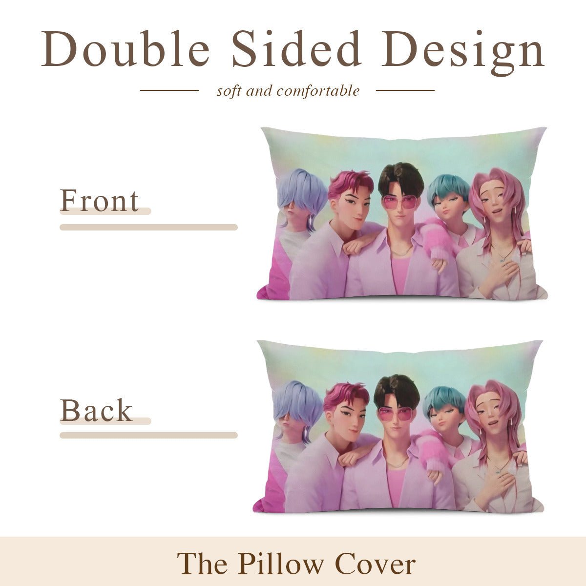KPop Demon Hunters Saja Boys themed Pillow sham - double sided pillow case - Pillowcase! Great KPOP Gift! - Beyond The Shoppe