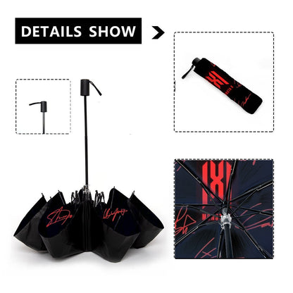Monsta X Automatic opening umbrella featuring their Logo and Signatures - Kpop for rainy weather andprotection from weatherXT - Beyond The Shoppe