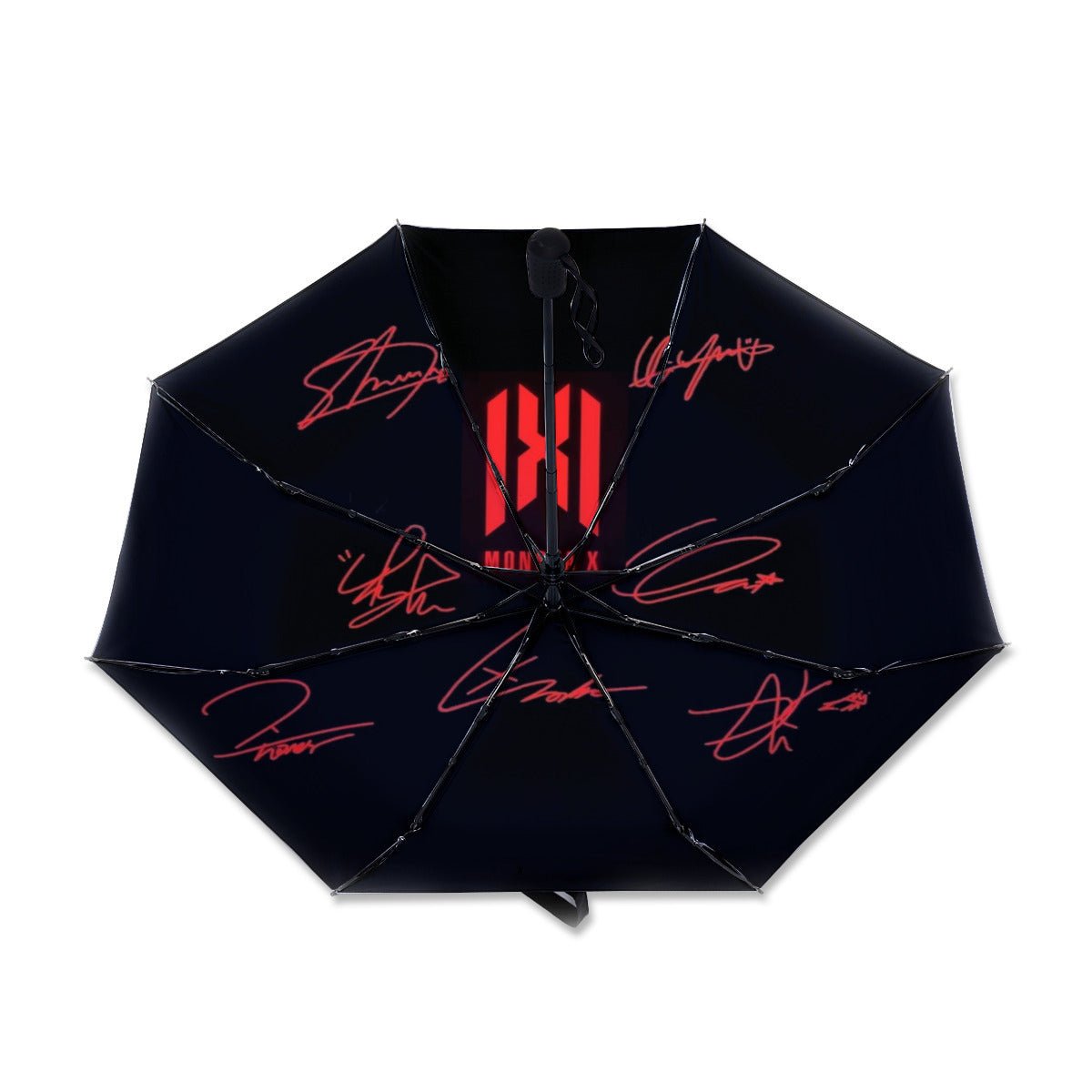 Monsta X Automatic opening umbrella featuring their Logo and Signatures - Kpop for rainy weather andprotection from weatherXT - Beyond The Shoppe