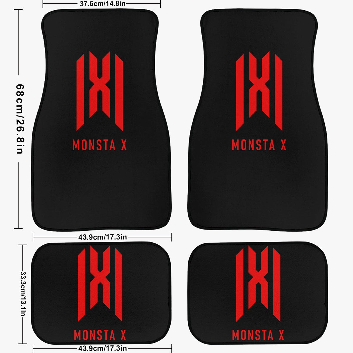 Monsta x Car Floor Mats - 4Pcs Car Floor Mats - Car Accessories - Kpop car mats - (Set of 4 - 2 Front & 2 Rear) - Beyond The Shoppe
