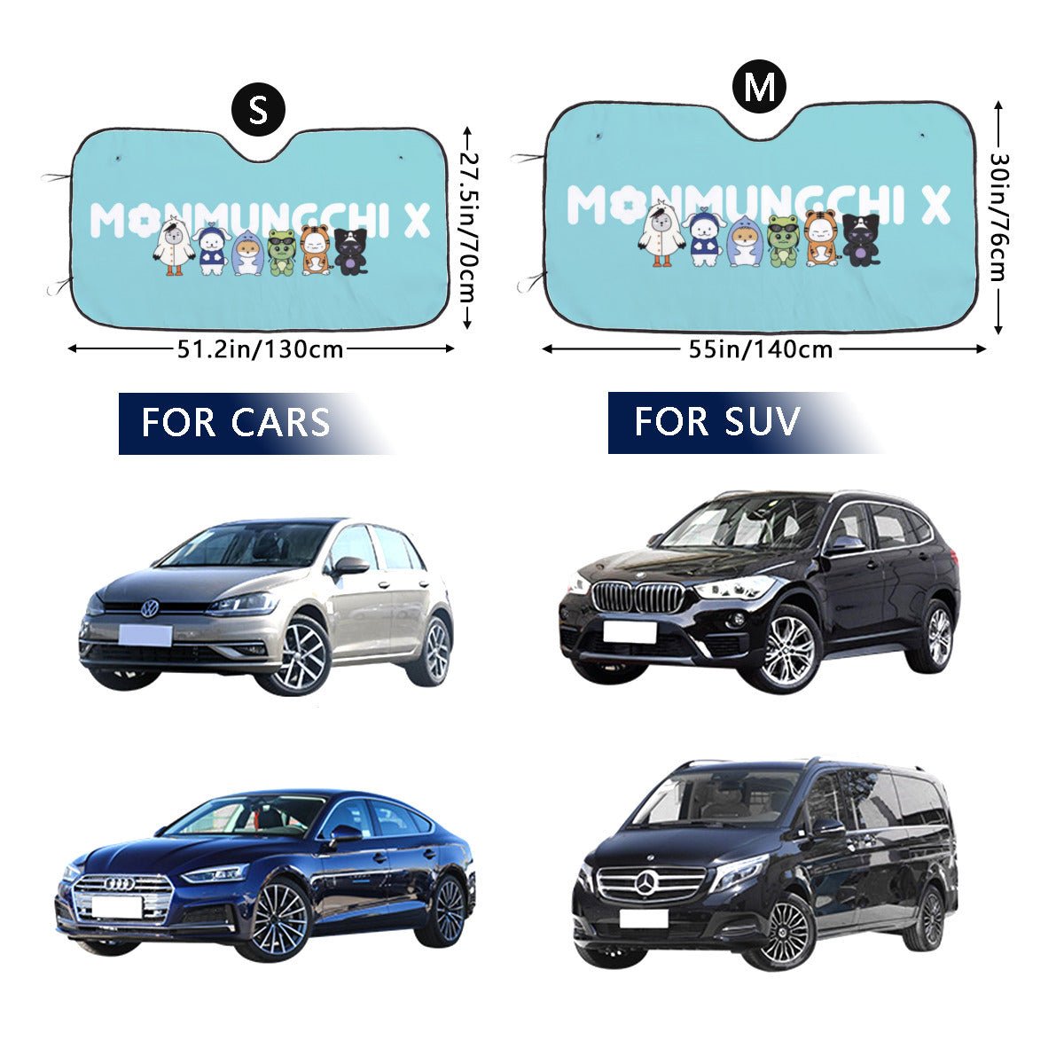 Monsta X Monmungchi Sun Shade - Windshield Cover - KPop Themed - Great gift! Car Window Shield - Windshield Protector - Beyond The Shoppe