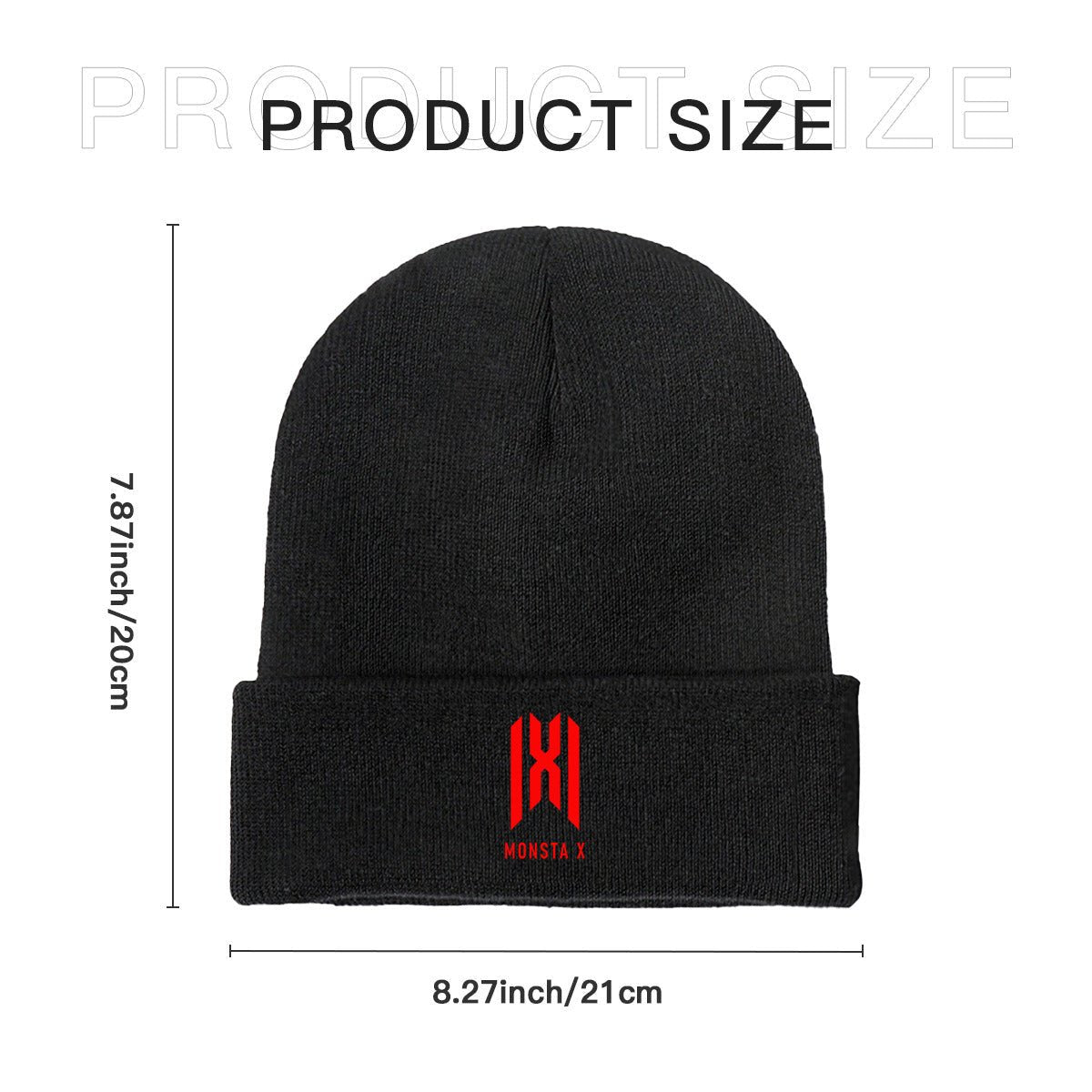Monsta X Red Logo Beanie for Adults – Cozy Polyester Knit Hat - Stylish, Comfortable & Trendy Hat - Beyond The Shoppe