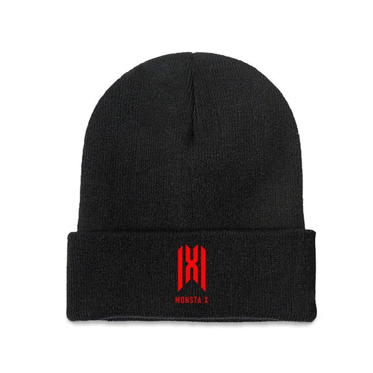 Monsta X Red Logo Beanie for Adults – Cozy Polyester Knit Hat - Stylish, Comfortable & Trendy Hat - Beyond The Shoppe