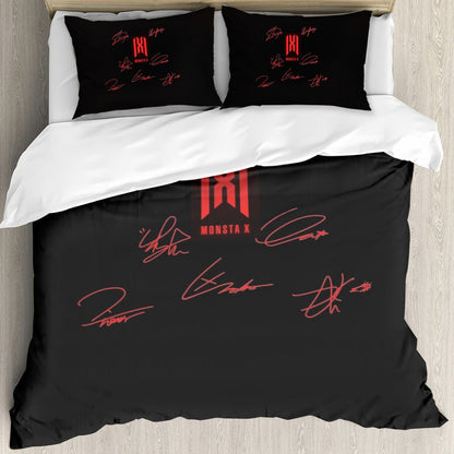 Monsta X Themed Logo & Signatures Bedding - 3 piece set including Duvet with 2 pillowcases! - Beyond The Shoppe