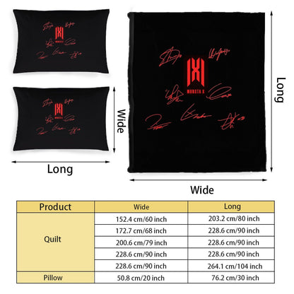 Monsta X Themed Logo & Signatures Bedding - 3 piece set including Duvet with 2 pillowcases! - Beyond The Shoppe