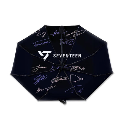 Seventeen Automatic opening umbrella featuring their Logo and Signatures - Kpop for rainy weather andprotection from weatherXT - Beyond The Shoppe