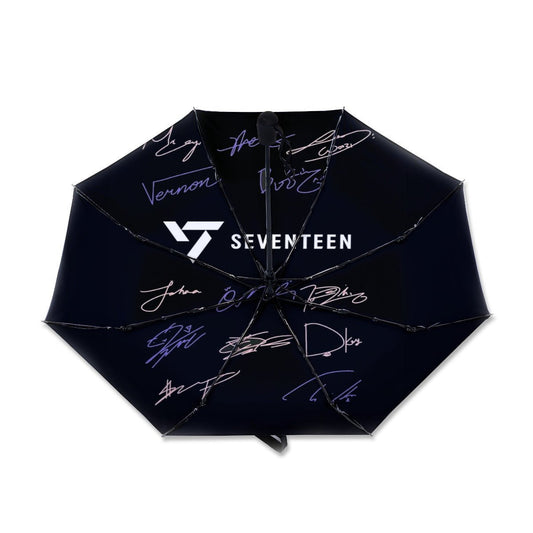 Seventeen Automatic opening umbrella featuring their Logo and Signatures - Kpop for rainy weather andprotection from weatherXT - Beyond The Shoppe