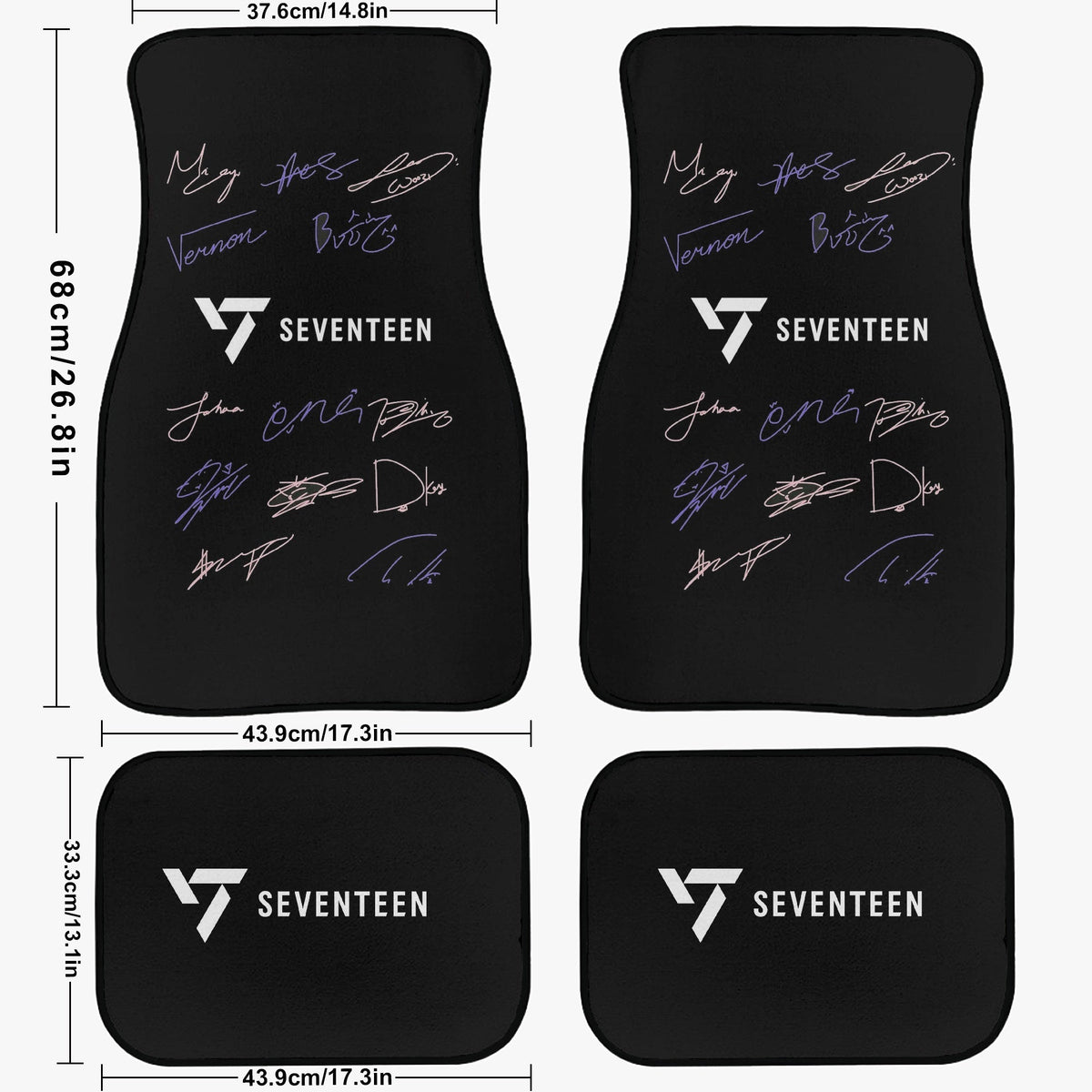 Seventeen Car Floor Mats - 4Pcs Car Floor Mats - Car Accessories - Kpop car mats - (Set of 4 - 2 Front & 2 Rear) - Beyond The Shoppe