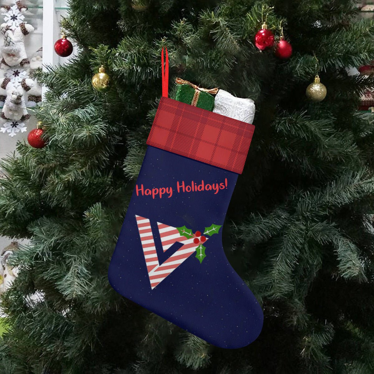 Seventeen Carat Holiday Logo Classic Holiday 16 - Inch Linen Christmas Stocking – Decor, Soft & Durable - Beyond The Shoppe