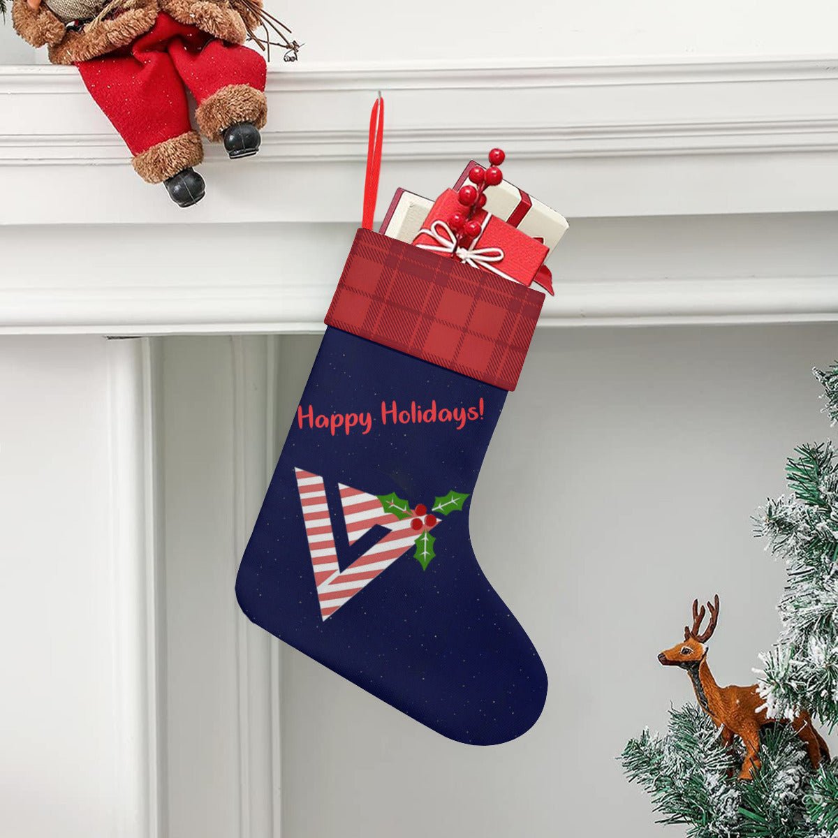 Seventeen Carat Holiday Logo Classic Holiday 16 - Inch Linen Christmas Stocking – Decor, Soft & Durable - Beyond The Shoppe