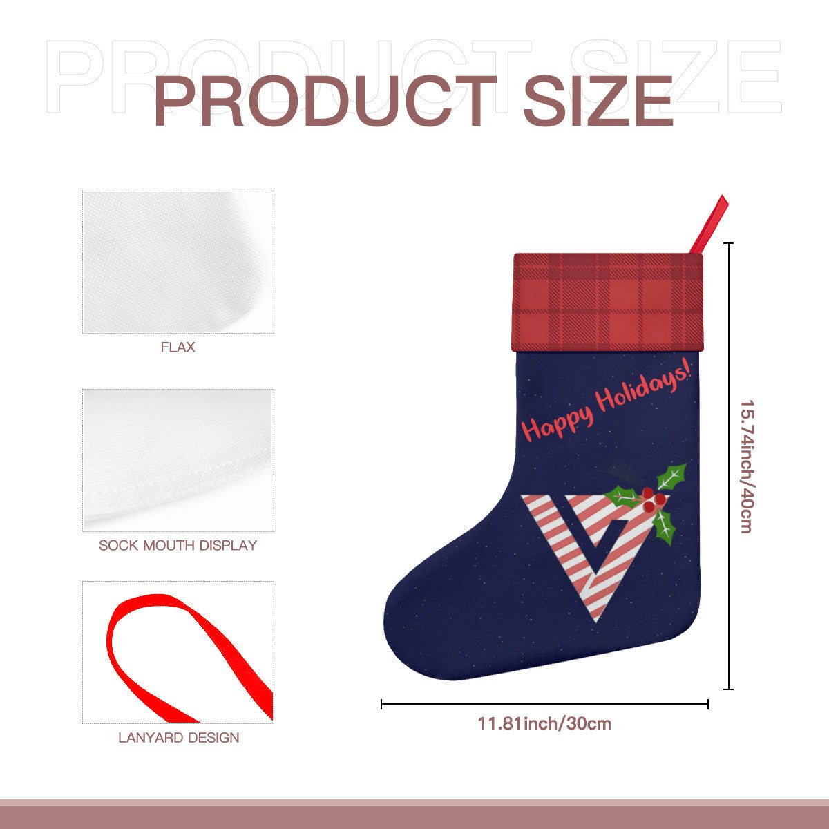 Seventeen Carat Holiday Logo Classic Holiday 16 - Inch Linen Christmas Stocking – Decor, Soft & Durable - Beyond The Shoppe
