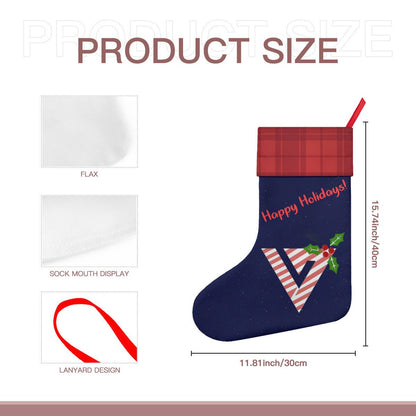 Seventeen Carat Holiday Logo Classic Holiday 16 - Inch Linen Christmas Stocking – Decor, Soft & Durable - Beyond The Shoppe