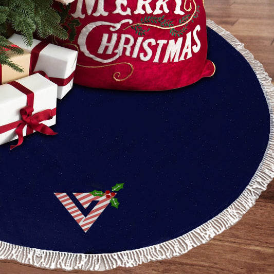 Seventeen - Carat Holiday Logo on Dark Blue Holiday Tree Skirt – Plush Christmas Tree Skirt - Soft, Cozy & Festive Decor - Beyond The Shoppe
