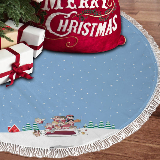 Seventeen Carat Holiday Sled Light Blue Holiday Tree Skirt – Plush Christmas Tree Skirt - Soft, Cozy & Festive Decor - Beyond The Shoppe
