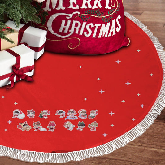 Seventeen Carat Red Holiday Tree Skirt – Plush Christmas Tree Skirt - Soft, Cozy & Festive Decor - Beyond The Shoppe