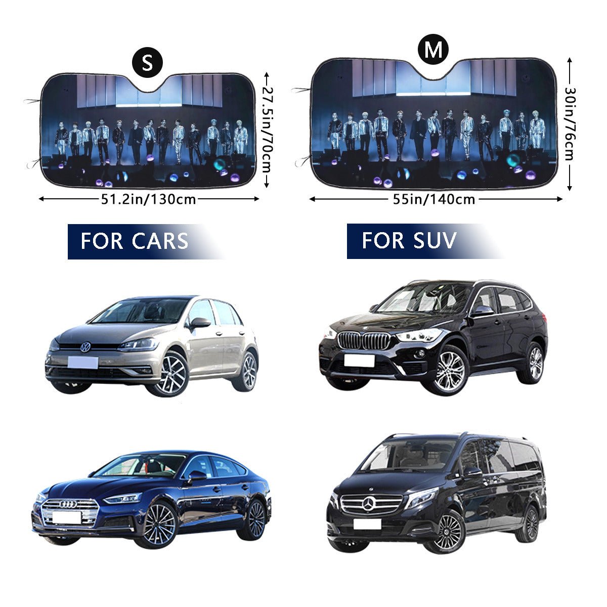 Seventeen Concert Windshield Sun Shade - Carat Car sun visor - Car sun blocker - Windshield heat shield - Auto sunshade - Beyond The Shoppe