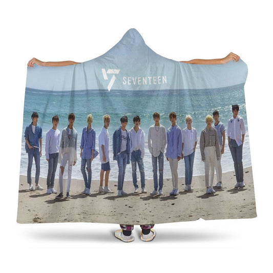 Seventeen Hooded Blanket – K-Pop Cozy Wearable Fleece Blanket - Beyond The Shoppe