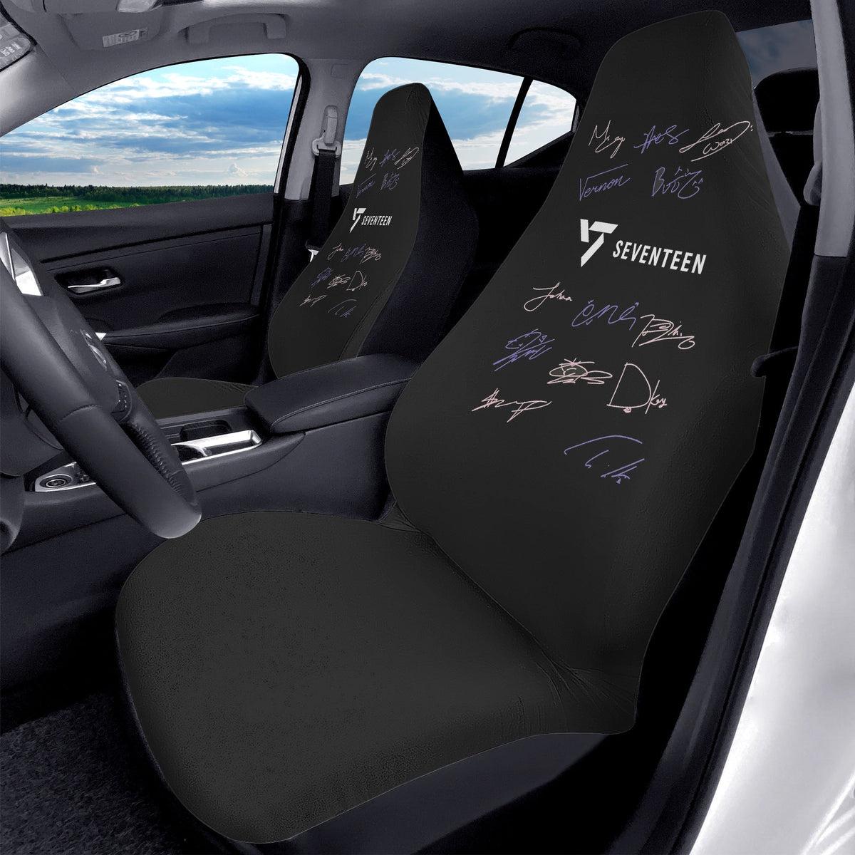 Seventeen Microfiber Car Seat Covers - 2Pcs Car Seat Microfiber Covers - Set of 2 - KPop car accessories - Beyond The Shoppe