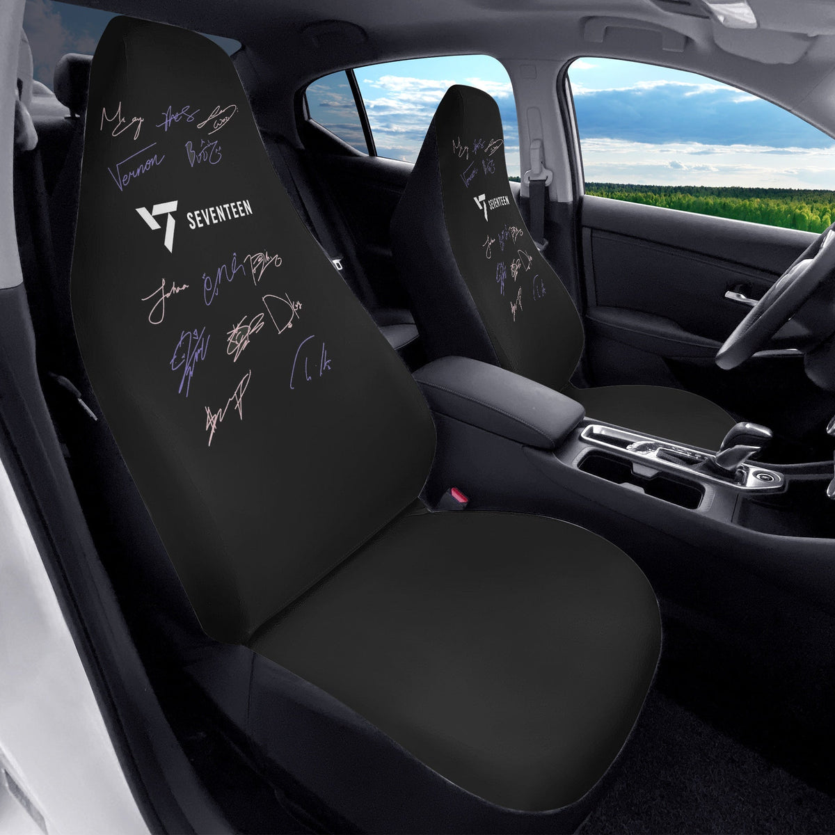 Seventeen Microfiber Car Seat Covers - 2Pcs Car Seat Microfiber Covers - Set of 2 - KPop car accessories - Beyond The Shoppe