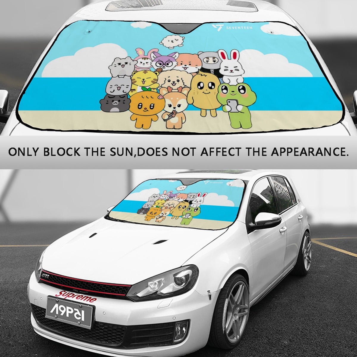 Seventeen Miniteen Sun Shade - Windshield Cover - KPop Themed - Great gift! Car Window Shield - Windshield Protector - Beyond The Shoppe