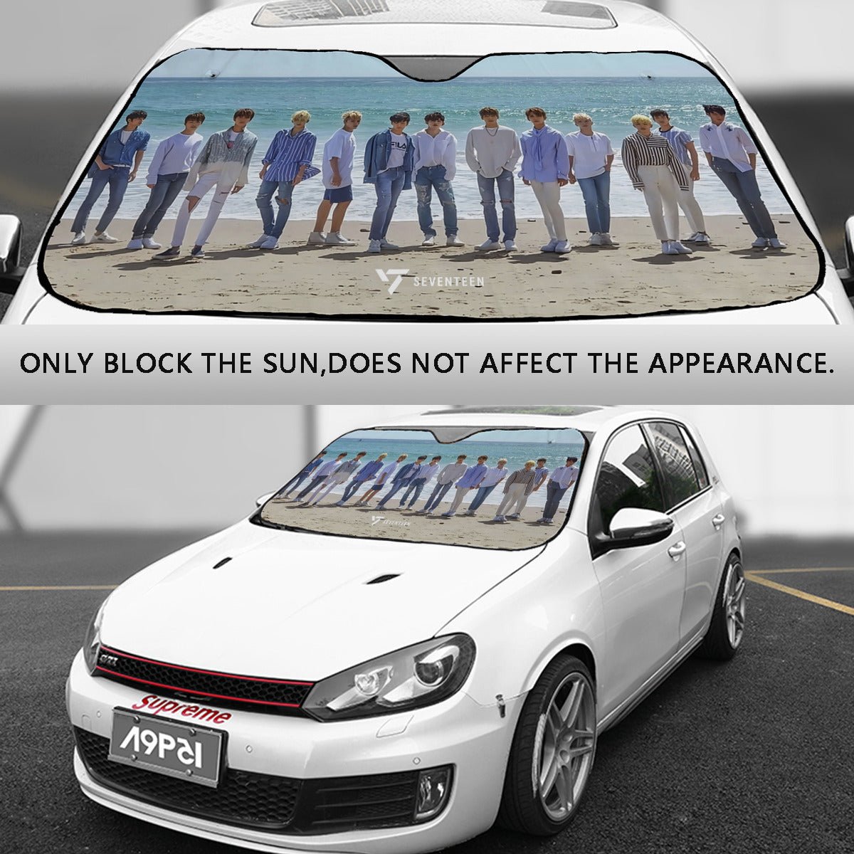 Seventeen on the Beach Sun Shade - Windshield Cover - KPop Themed - Great gift! Car Window Shield - Windshield Protector - Beyond The Shoppe