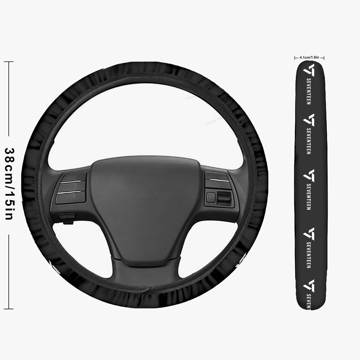 Seventeen Steering Wheel Cover car accessory - black steering cover - great gift - kpop car accessories - Beyond The Shoppe