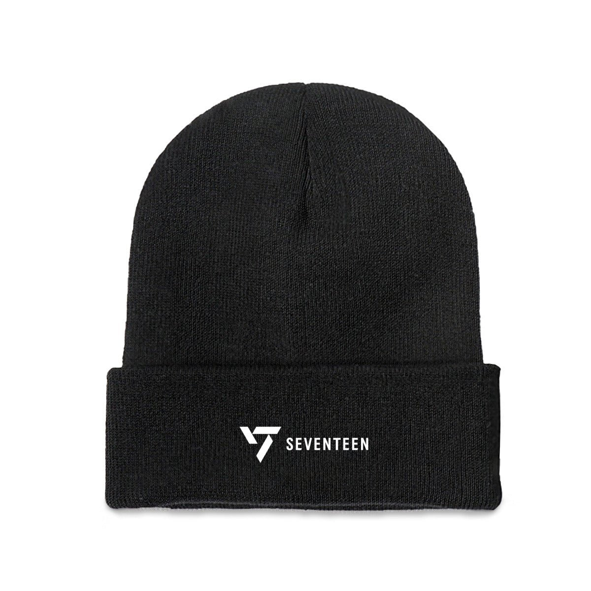 Seventeen White Logo Beanie for Adults – Cozy Polyester Knit Hat - Stylish, Comfortable & Trendy Hat - Beyond The Shoppe