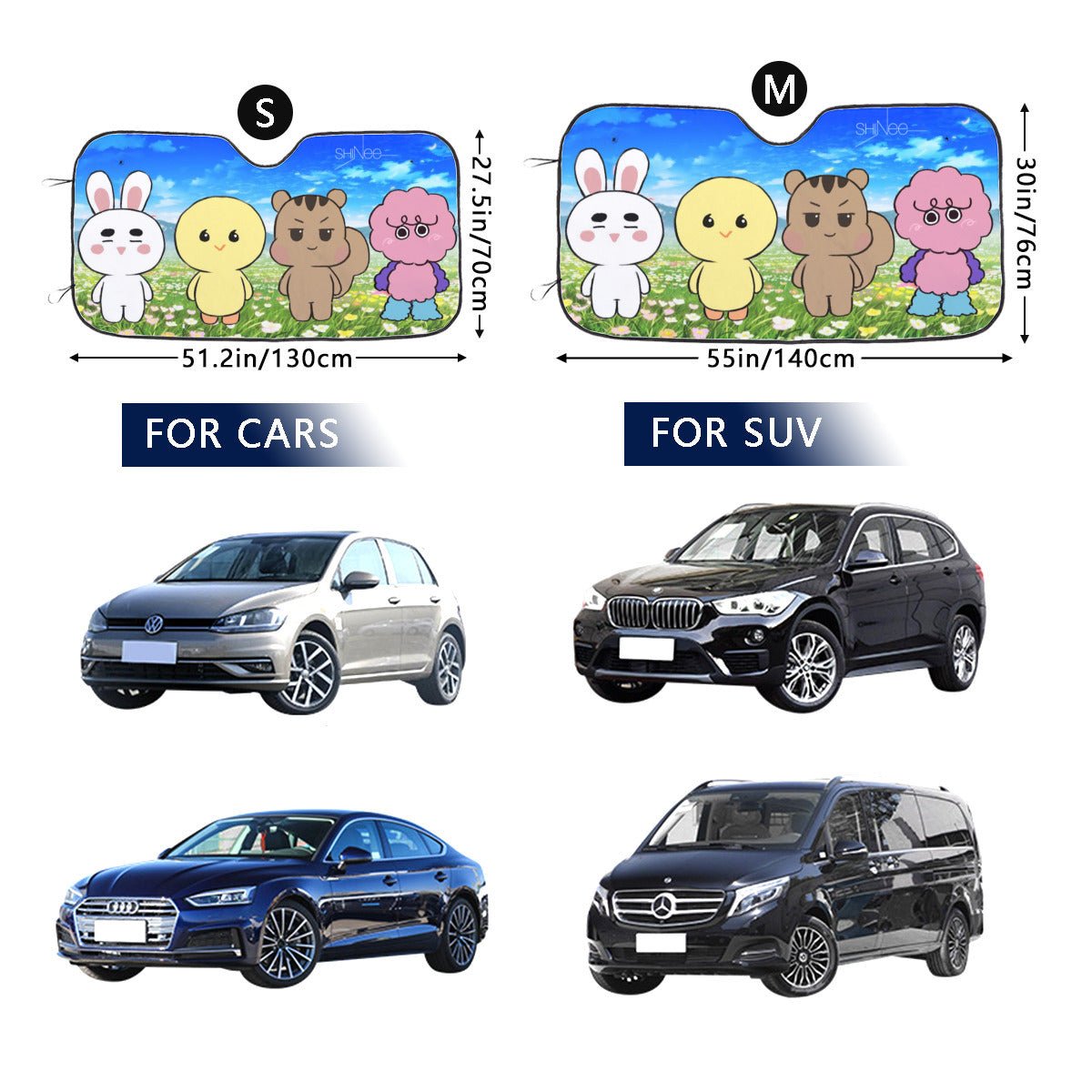 Shinee Sun Shade - Windshield Cover - KPop Themed - Great gift! Car Window Shield - Windshield Protector - Beyond The Shoppe