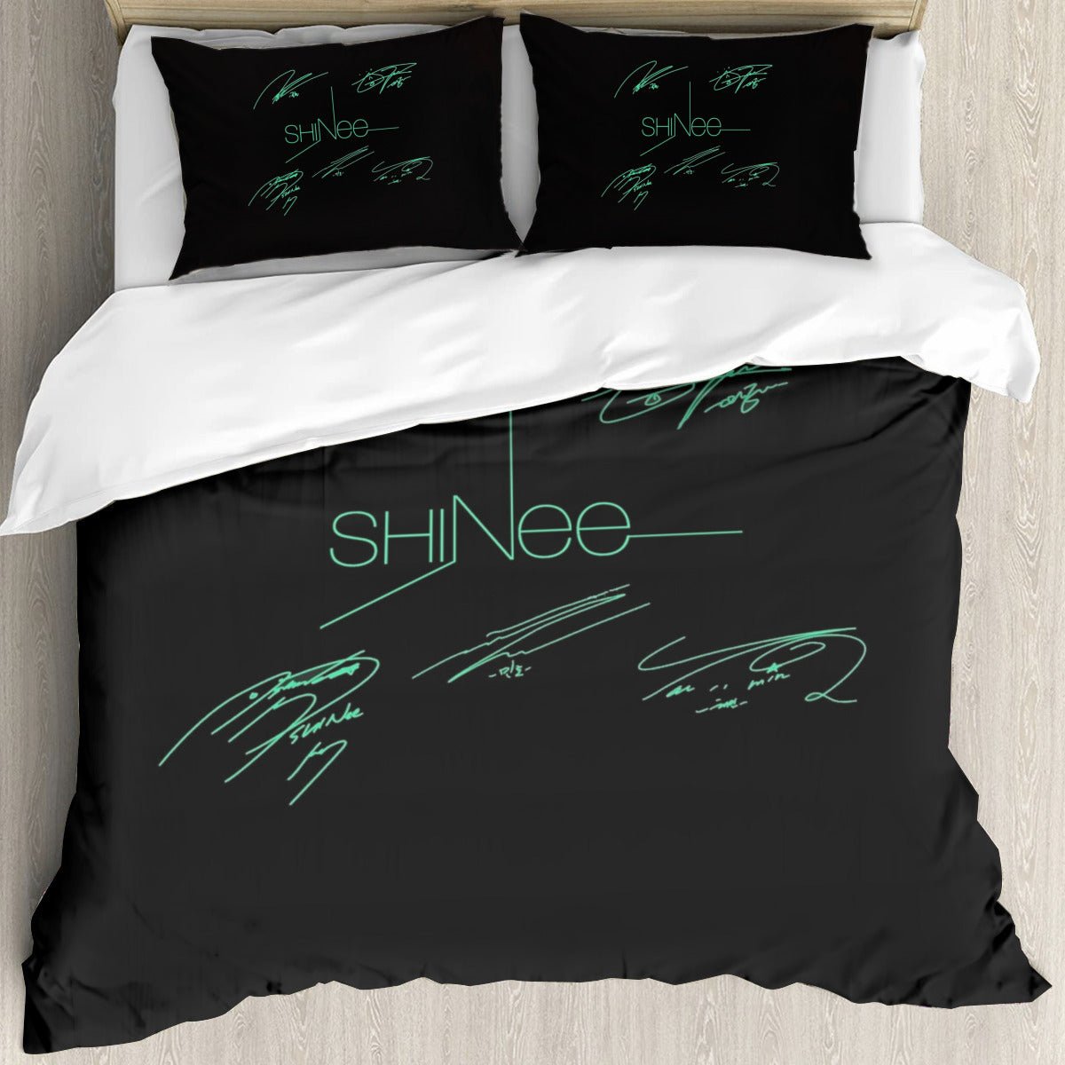 Shinee Themed Logo & Signatures Bedding - 3 piece set including Duvet with 2 pillowcases! - Beyond The Shoppe