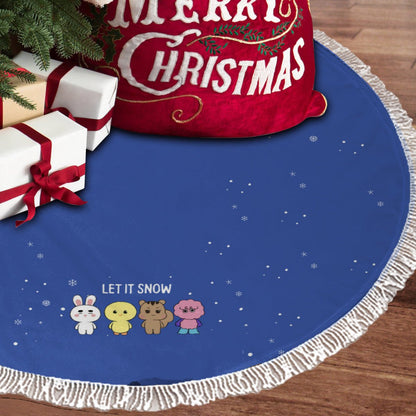 SHINee World Let It Snow Blue Holiday Tree Skirt – Plush Christmas Tree Skirt - Soft, Cozy & Festive Decor - Beyond The Shoppe