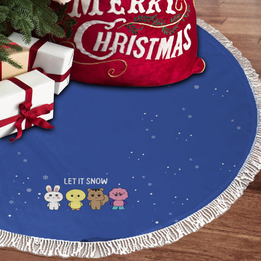 SHINee World Let It Snow Blue Holiday Tree Skirt – Plush Christmas Tree Skirt - Soft, Cozy & Festive Decor - Beyond The Shoppe