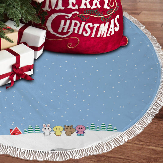 SHINee World Light Blue Holiday Tree Skirt – Plush Christmas Tree Skirt - Soft, Cozy & Festive Decor - Beyond The Shoppe