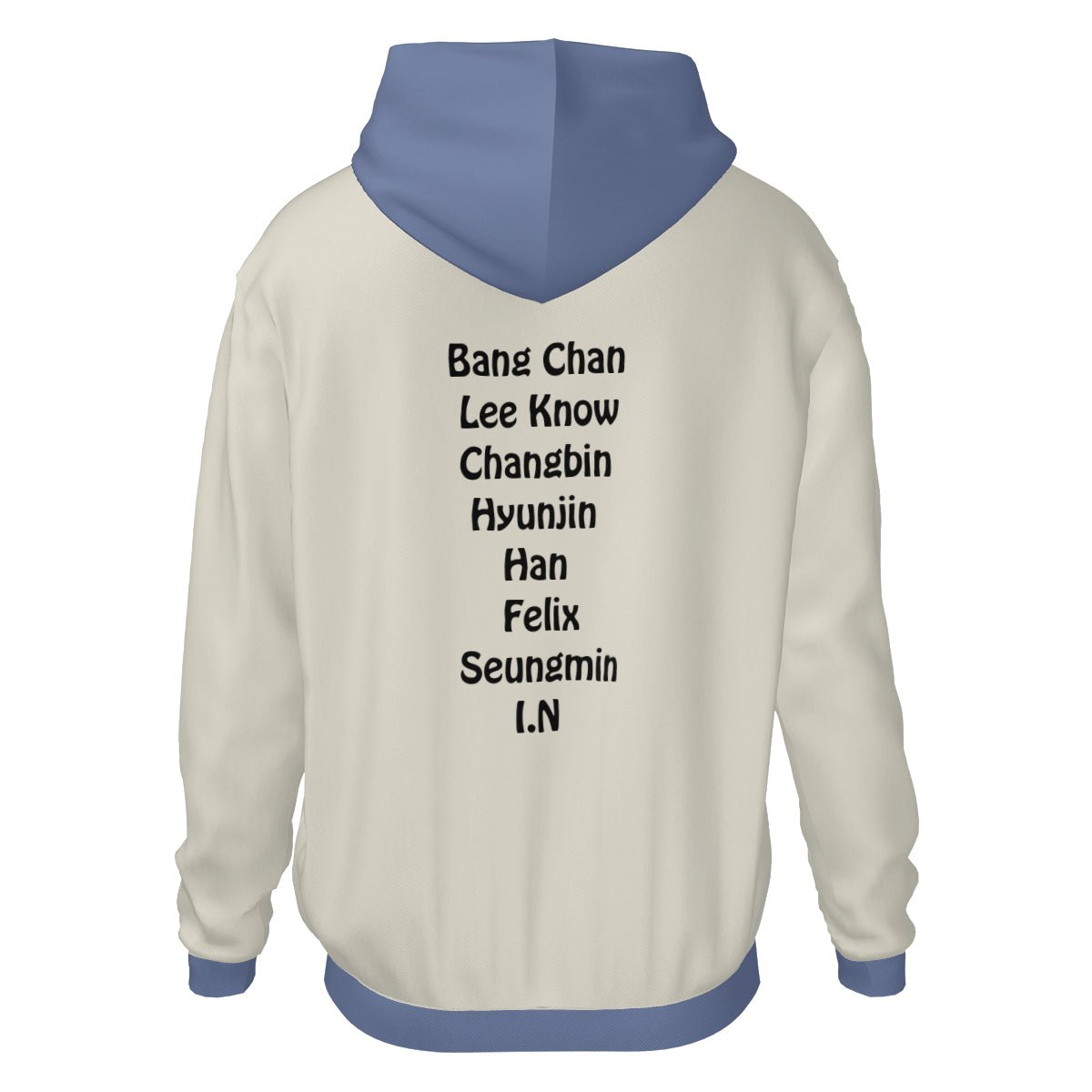 Stray Kids Beige & Blue with Names Light weight Hoodie Sweatshirt with pockets – Fanmade K - pop Apparel - Beyond The Shoppe
