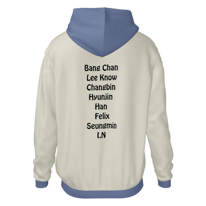 Stray Kids Beige & Blue with Names Light weight Hoodie Sweatshirt with pockets – Fanmade K - pop Apparel - Beyond The Shoppe