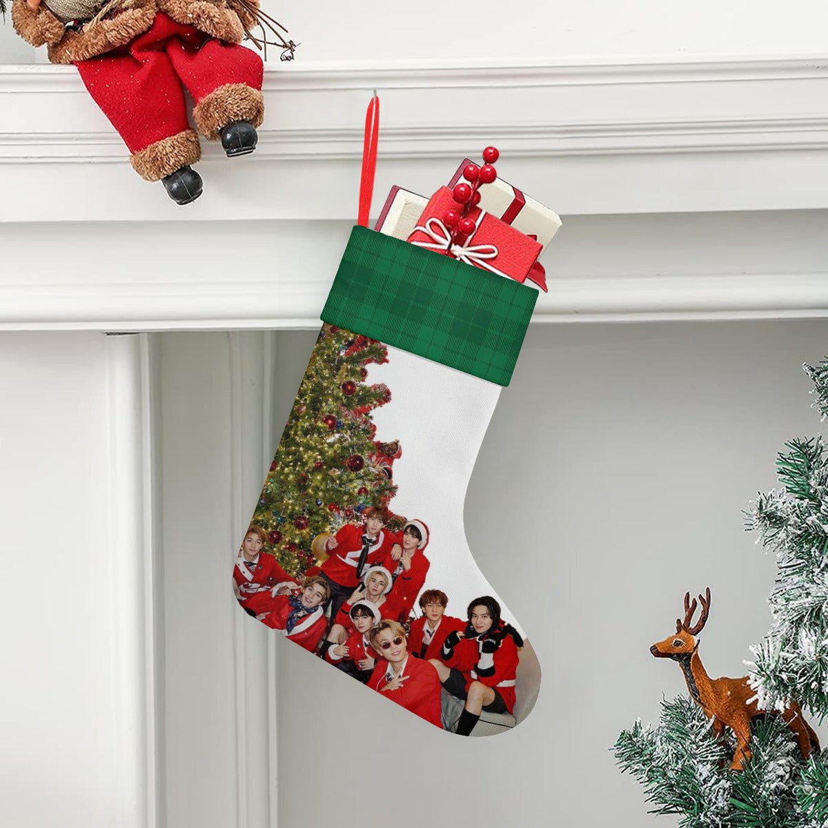 Stray kids by the Tree Classic Holiday 16 - Inch Linen Christmas Stocking – Decor, Soft & Durable - Beyond The Shoppe