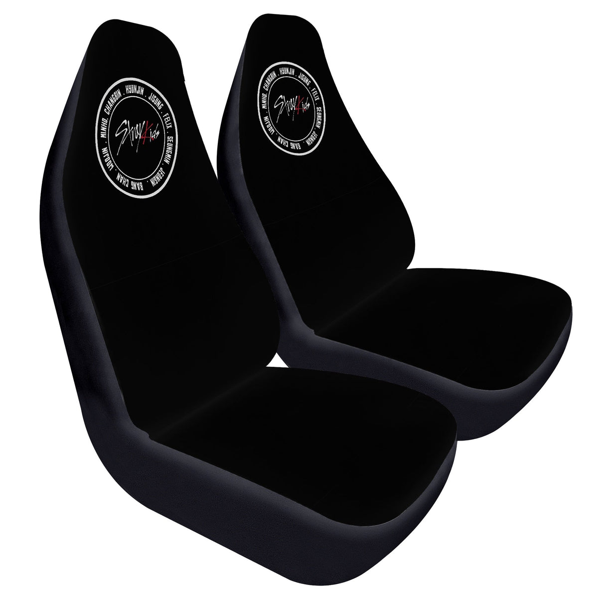 Stray Kids Car SeatMicrofiber Covers - Set of 2 - Black with circle StrayKids logo car seat covers - car accessories - stays car Skzoo - Beyond The Shoppe