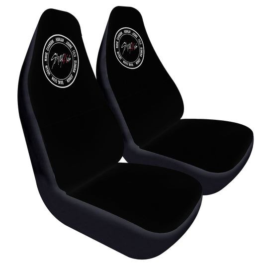 Stray Kids Car SeatMicrofiber Covers - Set of 2 - Black with circle StrayKids logo car seat covers - car accessories - stays car Skzoo - Beyond The Shoppe