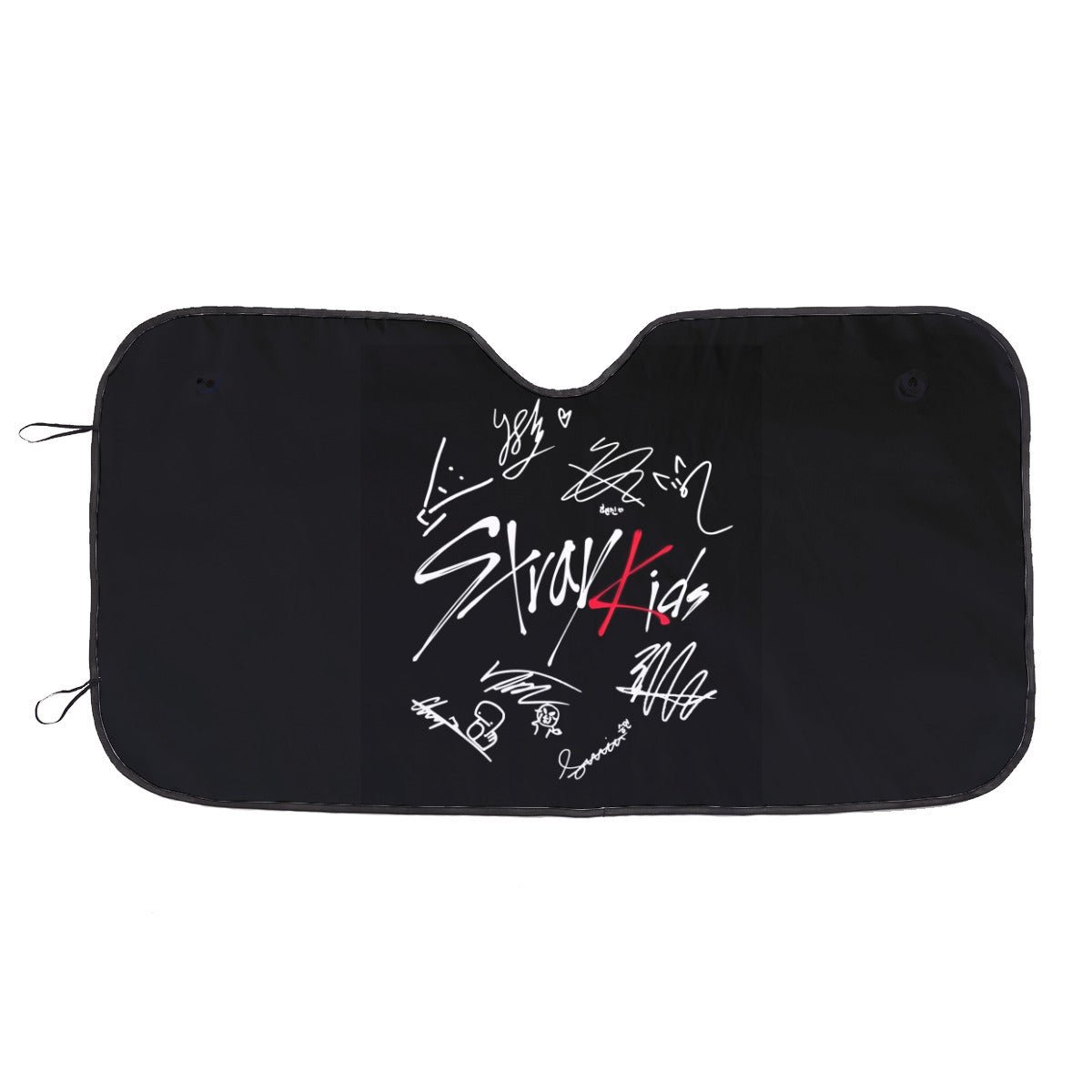 Stray Kids Car sun visor logo with signatures - Windshield cover, sunshade, windshield protector, car window shade, UV blocker, sun blocker - Beyond The Shoppe
