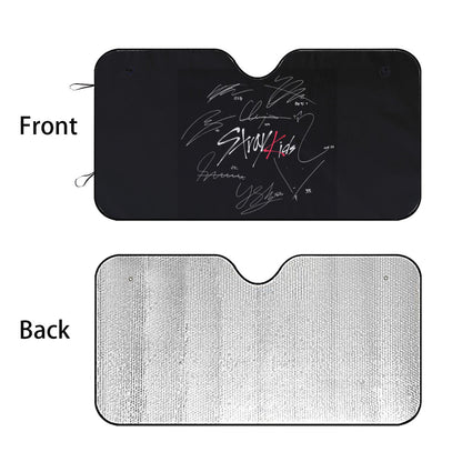 Stray Kids Car sun visor logo with signatures - Windshield cover, sunshade, windshield protector, car window shade, UV blocker, sun blocker - Beyond The Shoppe