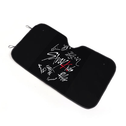 Stray Kids Car sun visor logo with signatures - Windshield cover, sunshade, windshield protector, car window shade, UV blocker, sun blocker - Beyond The Shoppe