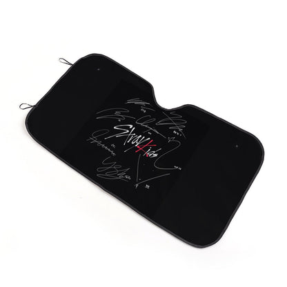 Stray Kids Car sun visor logo with signatures - Windshield cover, sunshade, windshield protector, car window shade, UV blocker, sun blocker - Beyond The Shoppe