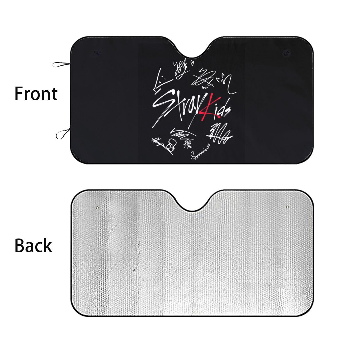 Stray Kids Car sun visor logo with signatures - Windshield cover, sunshade, windshield protector, car window shade, UV blocker, sun blocker - Beyond The Shoppe