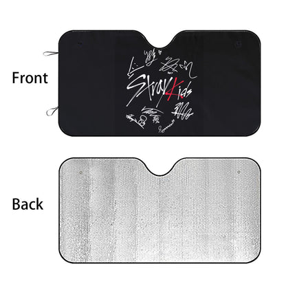 Stray Kids Car sun visor logo with signatures - Windshield cover, sunshade, windshield protector, car window shade, UV blocker, sun blocker - Beyond The Shoppe