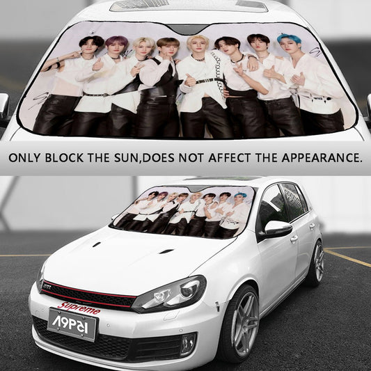 Stray Kids Custom Car Sun Shade - Windshield Cover - Gift for kpop Fan, sun visor - Car sun blocker - Windshield heat shield - Auto sunshade - Beyond The Shoppe