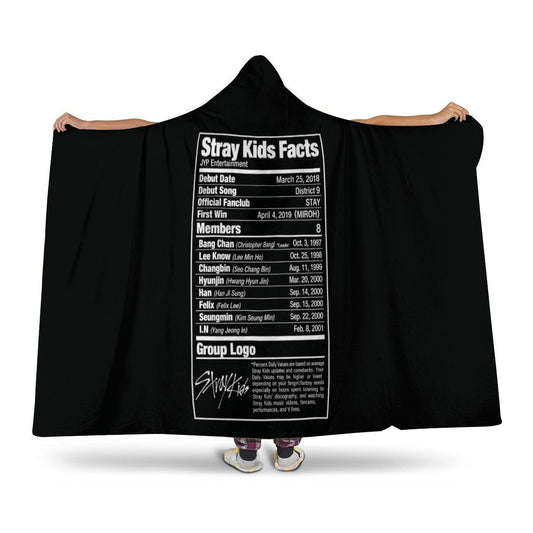 Stray Kids Facts Hooded Blanket – K-Pop Cozy Wearable Fleece Blanket - Beyond The Shoppe