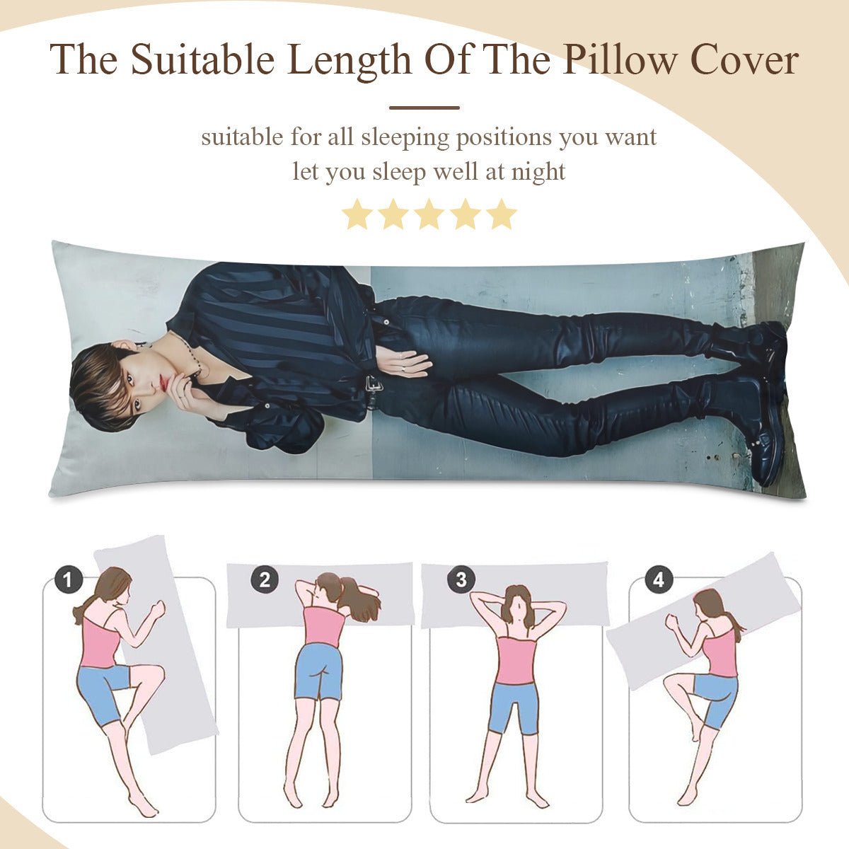 Stray Kids Lee know Full Body Pillow Case - Double Sided Full Body Pillowcases - 3 sizes! - Long Pillow Cover Double - Sided Design (Multiple Sizes) - Beyond The Shoppe