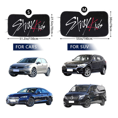 Stray Kids Logo Sun Shade - in Black! Windshield Cover - KPop Themed - Great gift! Car Window Shield - Windshield Protector - Beyond The Shoppe