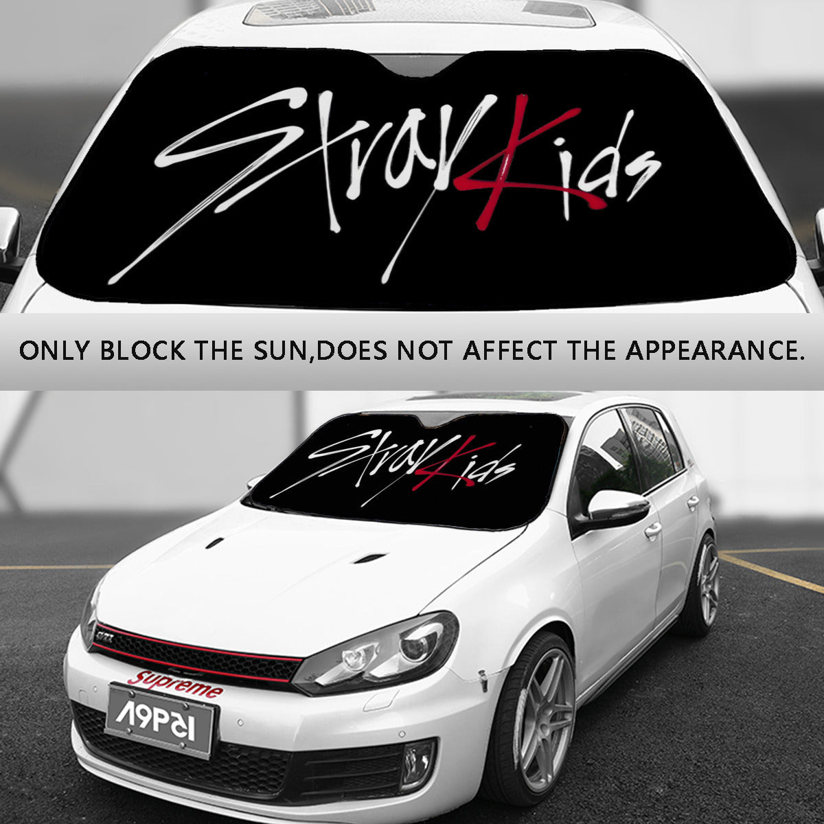 Stray Kids Logo Sun Shade - in Black! Windshield Cover - KPop Themed - Great gift! Car Window Shield - Windshield Protector - Beyond The Shoppe
