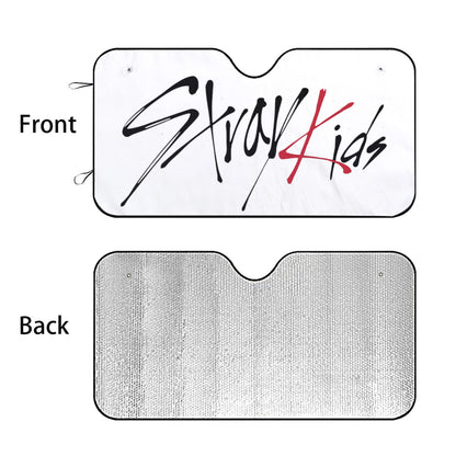 Stray Kids Logo Sun Shade - in White! Windshield Cover - KPop Themed - Great gift! Car Window Shield - Windshield Protector - Beyond The Shoppe