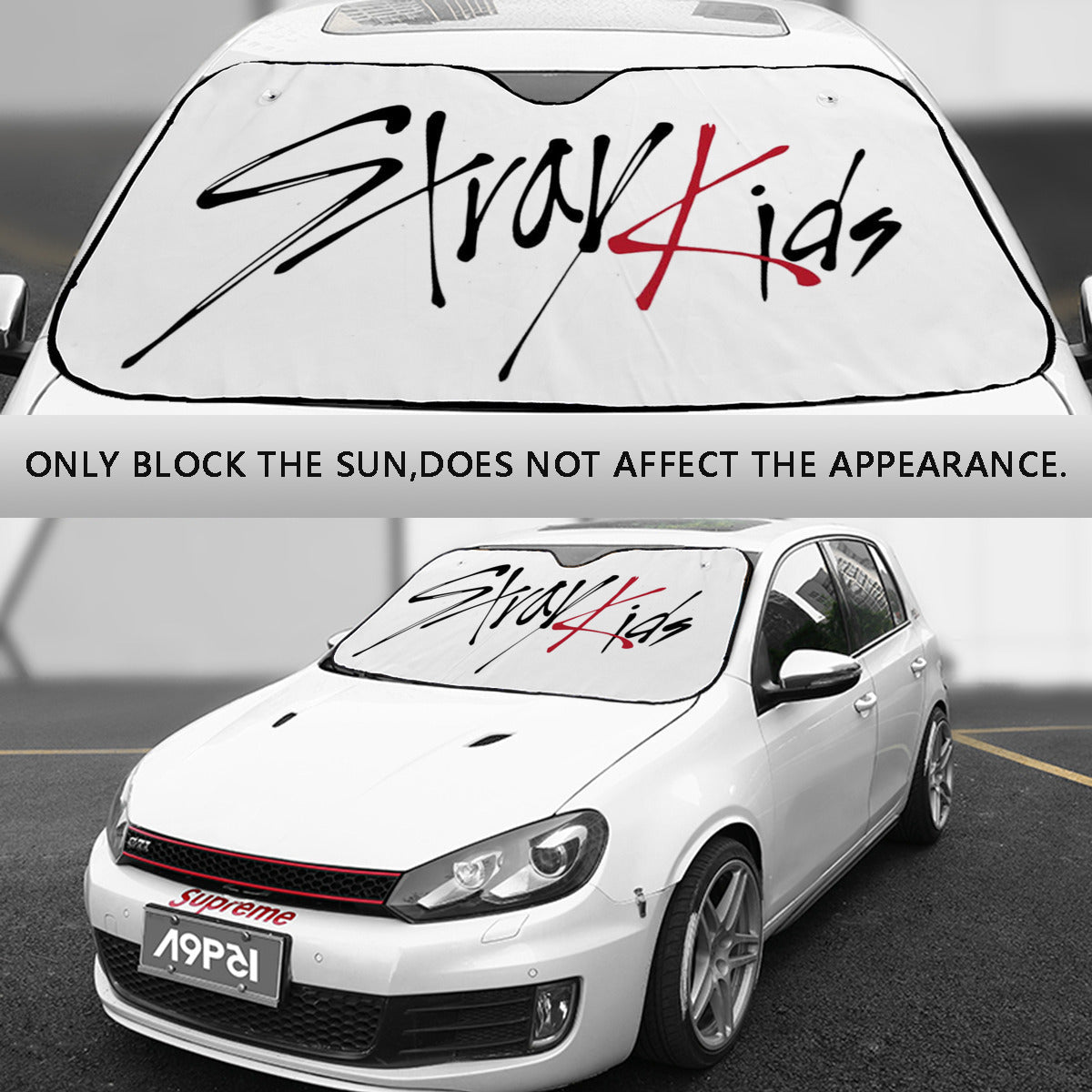 Stray Kids Logo Sun Shade - in White! Windshield Cover - KPop Themed - Great gift! Car Window Shield - Windshield Protector - Beyond The Shoppe